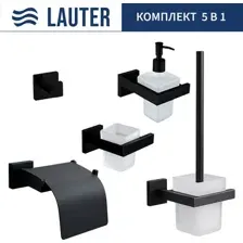 Набор аксессуаров для ванной Lauter 21SH71062 + 21SH71092 + 21SH71102 + 21SH71092 + 21SH71112 (Matt Black, 5 предметов)