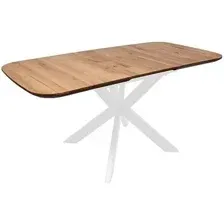 Кухонный стол ОКА Вейв 120-160x80x75 (дуб натуральный/белый)