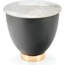 Стол журнальный HALMAR CECILIA S белый мрамор/серый/золотой