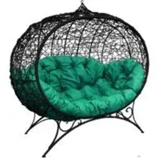 Садовый диван M-Group Улей на ножках 11220404 (черный ротанг/зеленая подушка)