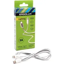 Кабель Ergolux ELX-CDC04-C01 USB Type-C - Lightning (1.2 м, белый)