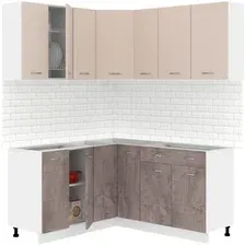 Готовая кухня Кортекс-мебель Корнелия Лира 1.5x1.7 Без столешницы (капучино/оникс)