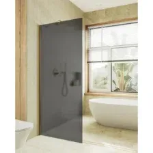 Душевая стенка MaybahGlass 69x195 / MGD-704-3ш (графитовое матовое стекло/золотой)