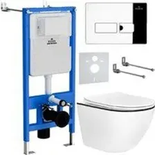 Унитаз подвесной Roxen Antares Black в комплекте с инсталляцией StounFix Dual Fresh 6 в 1 964772 (кн