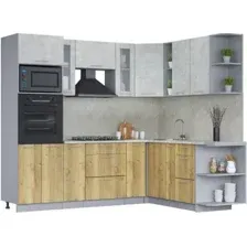 Готовая кухня Интерлиния Мила 1.88x2.4 правая (бетон лайт/дуб золотой/опал светлый)