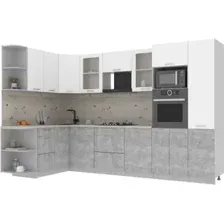 Готовая кухня Интерлиния Мила 1.68x3.2 левая (белый платинум/бетон/бискайская сосна)