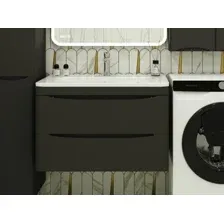 Symbolite Тумба под умывальник Бергамо мини 80 Люкс Plus 2 ящика + Каре Люкс Мини 80х35 (подвесная, черный)