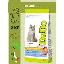 Сухой корм для кошек Dado Light с избыточным весом c курицей 2 кг