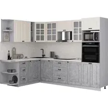Готовая кухня Интерлиния Мила Деко 1.88x2.8 LV (керамика/белый/опал светлый)