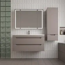 Symbolite Тумба под умывальник Остин 100 Plus 2 ящика (подвесная, тауп темный)