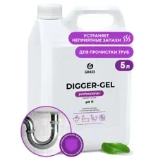 Средство щелочное для прочистки канализационных труб DIGGER-GEL в канистре 5,3 кг - GRASS 125206
