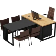 Письменный стол Crafto Дойл 03 с приставкой 210x160x79 (графит/дуб)