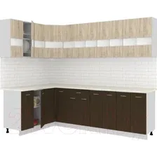 Готовая кухня Кортекс-мебель Корнелия Экстра 1.5x2.7м (дуб сонома/венге/марсель)