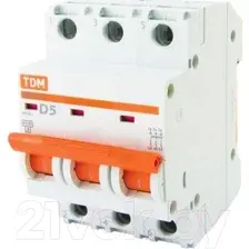 Выключатель автоматический ВА47-29 3Р 5А 4,5кА х-ка D TDM SQ0206-0168