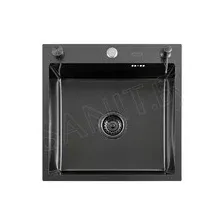 Кухонная мойка Avina Futur FK Eco Embossing Pop-up Econom Black Nano с дозатором (55х50 / графит)