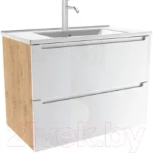 ЗОВ Тумба с умывальником Дион 90 D90LHO0M9003GKV5-OL90 (белый глянец/дуб)