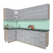Готовая кухня Интерлиния Мила 12x27 (бетон-бетон-кастилло темный)