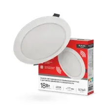 Панель светодиодная встраиваемая круглая RLP-DD 18Вт 230В 4000К 1440Лм 177мм, датчик движения, белая IP40 IN HOME