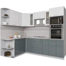 Готовая кухня Интерлиния Мила Gloss 1.68x2.4 левая (белый-асфальт)
