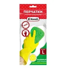Латексные перчатки Komfi Латексные без х/б напылением (L, желтый)