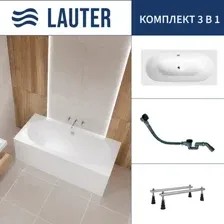 Ванна акриловая Lauter Ava 170 / 21208070 (с ножками и сифоном 21Y32001 матовый черный)