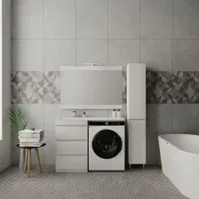 Symbolite Тумба с умывальником Даллас 110 Люкс Plus 3 ящика + Даллас 110x48 (левый, белый)
