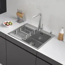Кухонная мойка ARFEKA ECO AR мойка 600500, коландер, дозатор SATIN DECOR MILLET GRAINS