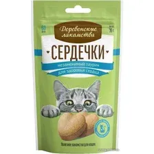 Лакомство для кошек Деревенские лакомства Сердечки и незаменимый таурин 30 г