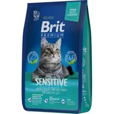 Сухой корм для кошек Брит Premium Cat Sensitive с ягненком и индейкой / 5049745 (8кг)