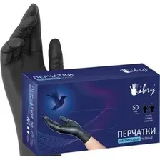 Нитриловые перчатки LIBRY KN002BL (S, 100шт, черный)