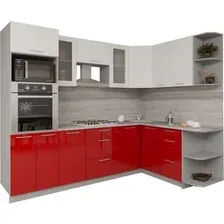 Готовая кухня Интерлиния Мила Gloss 1.68x2.8 правая (белый-красный)