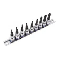 Набор торцевых насадок 3/8" TORX, Т10-Т50 мм, L = 50 мм, с отверстием, 9 предметов KING TONY