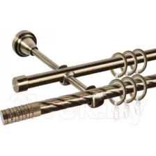 Карниз для штор АС ФОРОС Grace D16K/16Г + наконечники Крис (2м, антик)