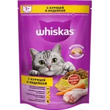 Сухой корм для кошек Whiskas Вкусные подушечки с нежным паштетом с курицей и индейкой (350г)