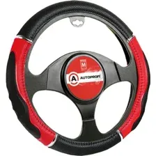 Оплетка на руль Autoprofi GL-1020 BK/RD (M) (черный/красный)