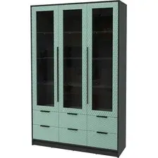 Шкаф-витрина Интерлиния Концепт КТ-ШВ3 Техно (антрацит/мята)