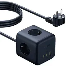 Удлинитель Baseus EnerFill FA11 Cube Power Strip 3AC+1U+2C 67W EU E00082100123-00 (1.5 м, черный)