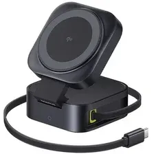 Сетевое зарядное Baseus PicoGo Series 2-in-1 Magnetic Wireless Charger Qi2 67W P10276800123-00 (черн