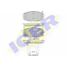 Тормозные колодки дисковые передняя ось ICER 181540-208