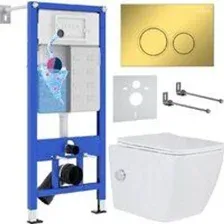 Унитаз подвесной Roxen Cube bidet в комплекте с инсталляцией StounFix Dual Fresh 6 в 1 968094 (кнопк