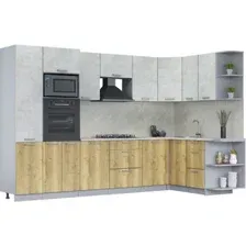 Готовая кухня Интерлиния Мила Лайт 1.68x3.2 правая (бетон лайт/дуб золотой/опал светлый)