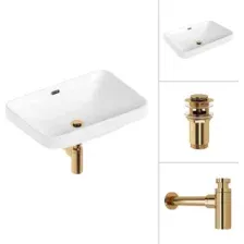 Умывальник Lauter 21441B + клапан 21190G + сифон 21635G (золото)
