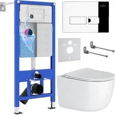 Унитаз подвесной Roxen Vortex Tornado в комплекте с инсталляцией StounFix Dual Fresh 6 в 1 964514 (кнопка: хром глянец)