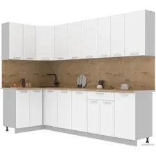 Готовая кухня Интерлиния Мила Лайт 1.2x2.8 (белый платинум/белый платинум/дуб бунратти)