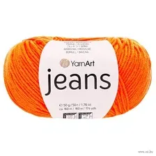 Пряжа Jeans 77 (50 г 160 м оранжевый)