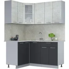 Готовая кухня Интерлиния Мила 12x16 (бетон лайт-антрацит-опал светлый)