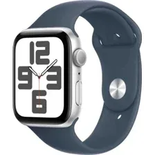 Умные часы Apple Watch SE 2 44 мм (алюминиевый корпус, серебристый/грозовой синий, спортивный силиконовый ремешок S/M)