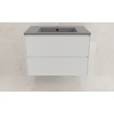 Symbolite Тумба с умывальником Лима 80 Line Plus 2 ящика  Line 80x48 (подвесная, белый матовый/серый шелк)