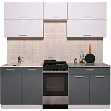 Готовая кухня Интерлиния Мила Gloss 50-21 (белый/асфальт глянец)