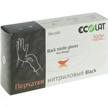 Нитриловые перчатки Ecolat Нитриловые CH (S, 100 шт, черный)